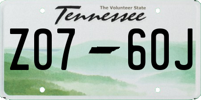 TN license plate Z0760J
