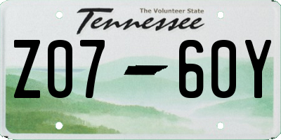 TN license plate Z0760Y