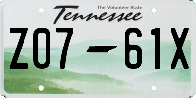 TN license plate Z0761X