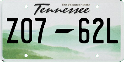 TN license plate Z0762L