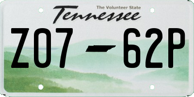 TN license plate Z0762P