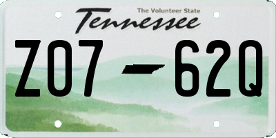 TN license plate Z0762Q