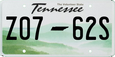 TN license plate Z0762S