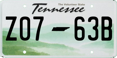TN license plate Z0763B