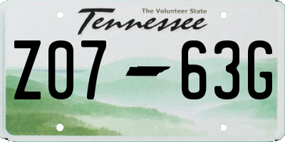 TN license plate Z0763G