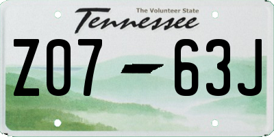 TN license plate Z0763J