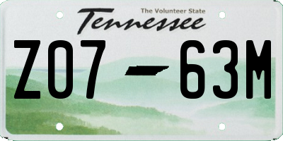 TN license plate Z0763M
