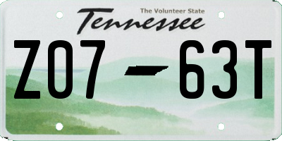 TN license plate Z0763T