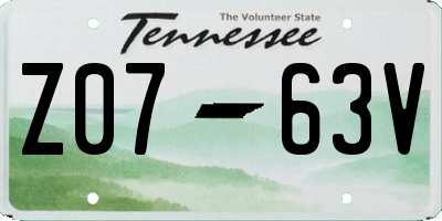TN license plate Z0763V