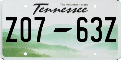 TN license plate Z0763Z