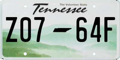 TN license plate Z0764F