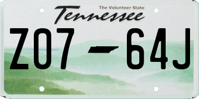 TN license plate Z0764J