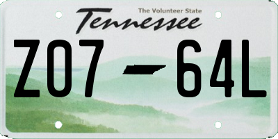 TN license plate Z0764L