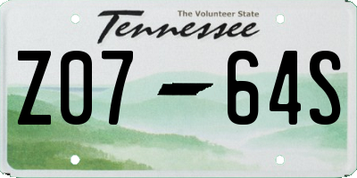 TN license plate Z0764S