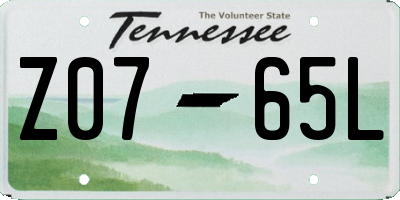 TN license plate Z0765L