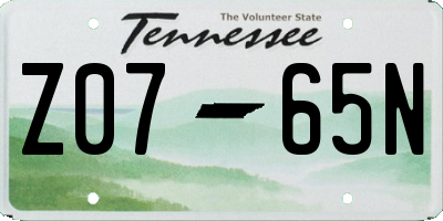 TN license plate Z0765N
