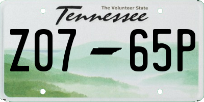 TN license plate Z0765P