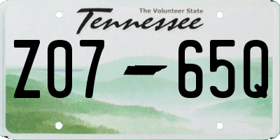 TN license plate Z0765Q
