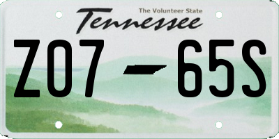 TN license plate Z0765S