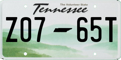 TN license plate Z0765T