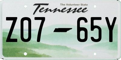 TN license plate Z0765Y