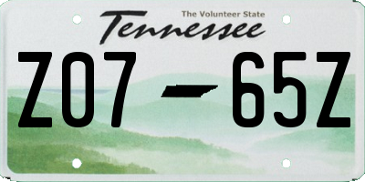 TN license plate Z0765Z