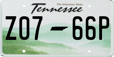 TN license plate Z0766P