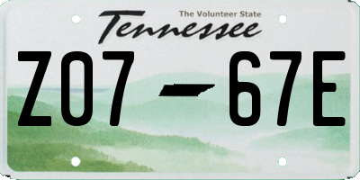 TN license plate Z0767E