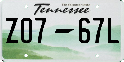 TN license plate Z0767L