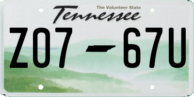TN license plate Z0767U