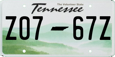 TN license plate Z0767Z