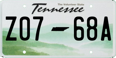 TN license plate Z0768A