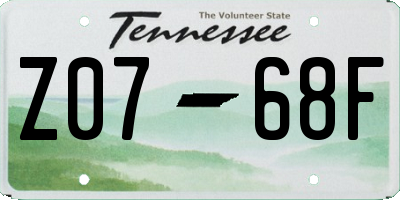 TN license plate Z0768F