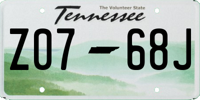 TN license plate Z0768J