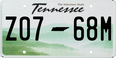 TN license plate Z0768M