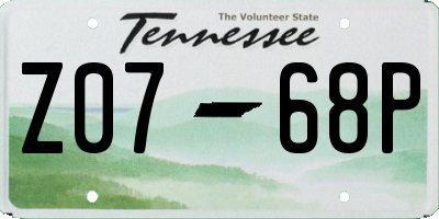 TN license plate Z0768P