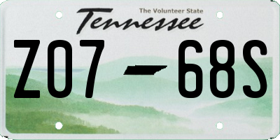 TN license plate Z0768S