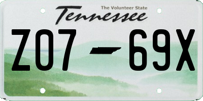 TN license plate Z0769X