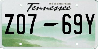 TN license plate Z0769Y