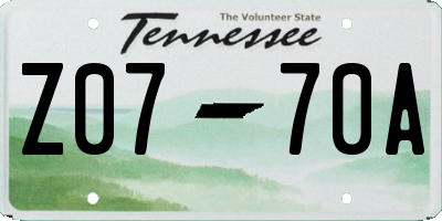 TN license plate Z0770A
