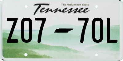 TN license plate Z0770L