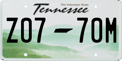 TN license plate Z0770M