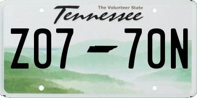 TN license plate Z0770N