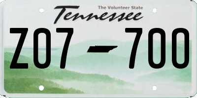 TN license plate Z0770O