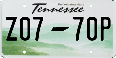 TN license plate Z0770P