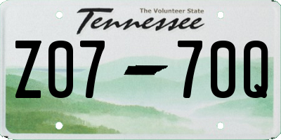 TN license plate Z0770Q