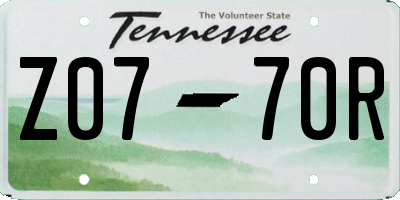 TN license plate Z0770R