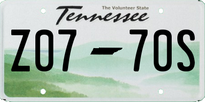 TN license plate Z0770S