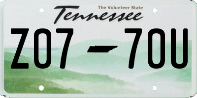 TN license plate Z0770U