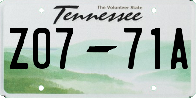 TN license plate Z0771A